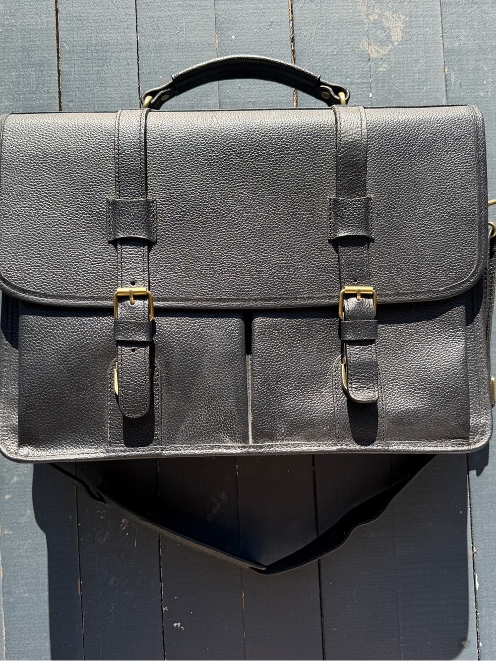 Classic Black Leather Briefcase - Men's Professional Messenger